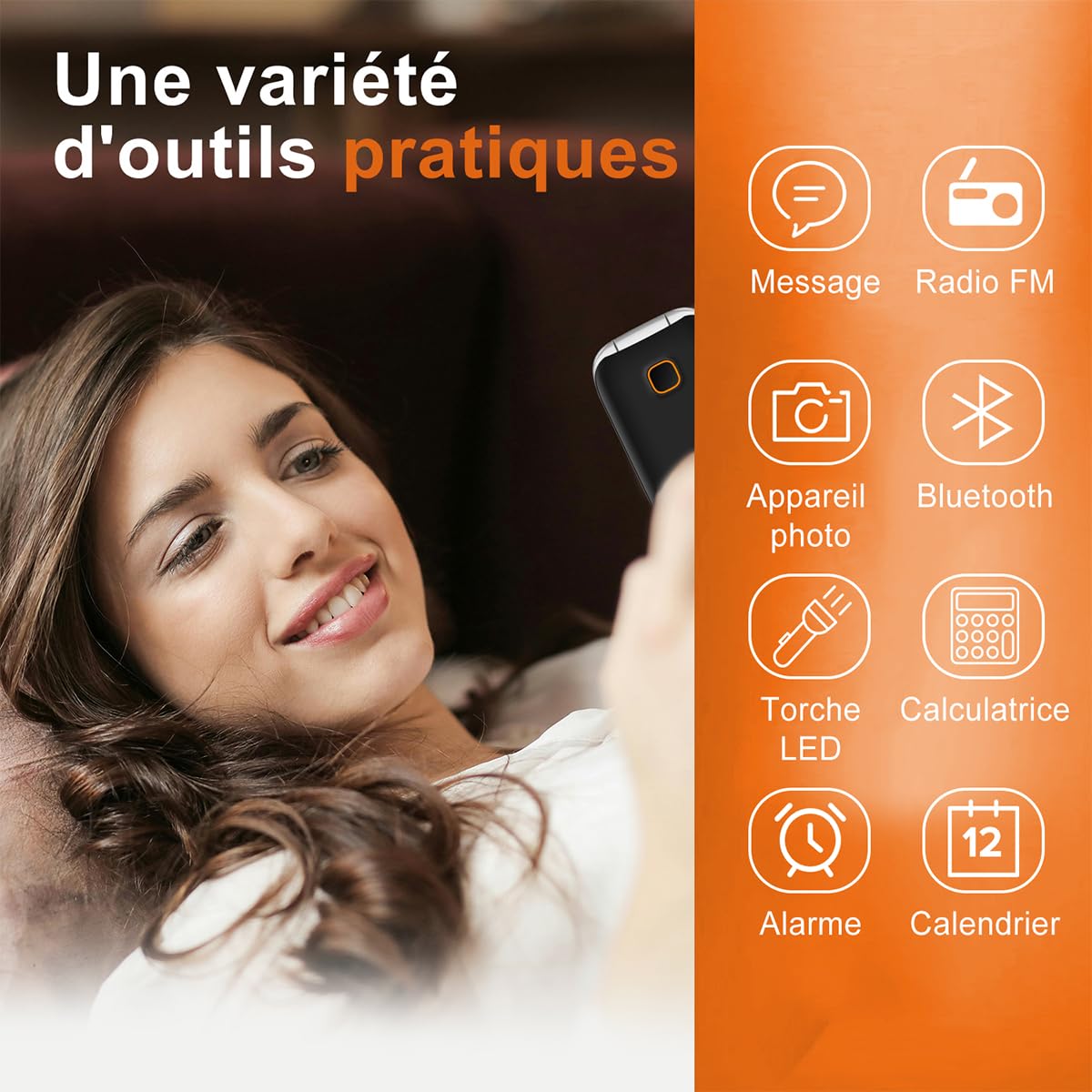 Melefon Téléphone Portable à Clapet pour Senior avec Bouton SOS,Touches d'Appel Rapide - Le pour Vos Parents