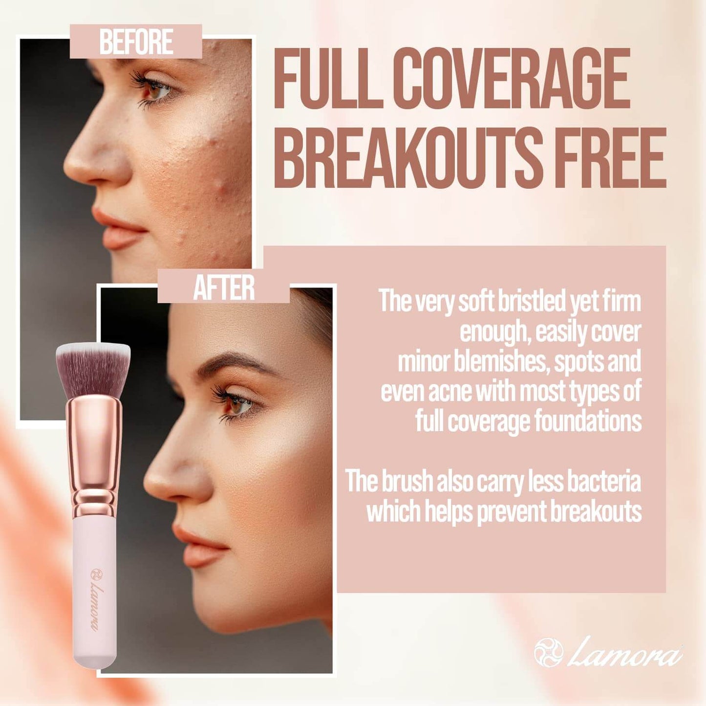 Pinceau Fond de Teint Professionnel Kabuki pour Maquillage du Visage - Parfait Pour le Mélange Liquide, Crème ou Poudre Cosmétique Sans Défaut - Polissage, Pointillé - Poils Denses, Synthétiques