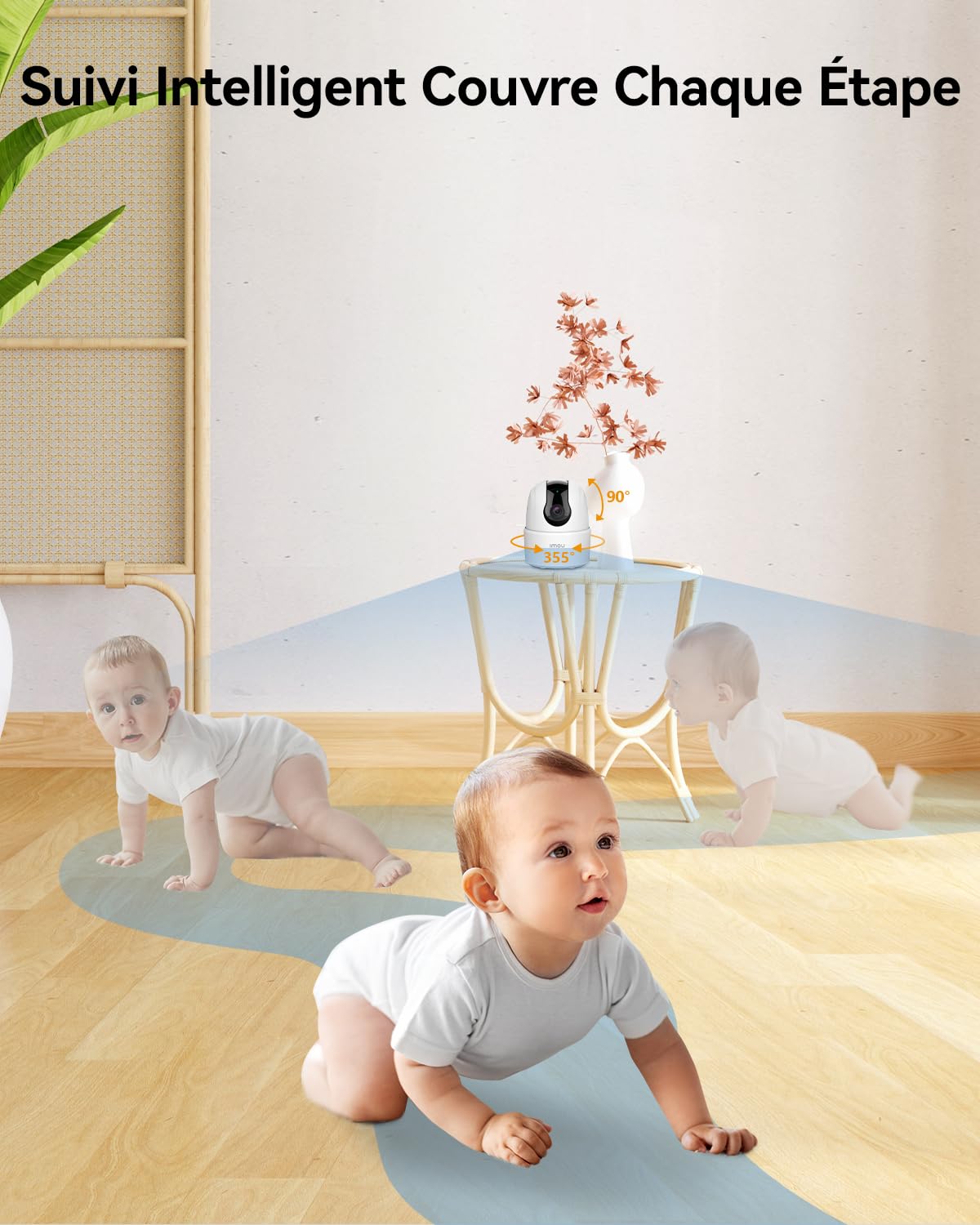 Imou 2K(3MP) Caméra Surveillance WiFi Intérieure Caméra 360° Connectée Smartphone avec Détection Humaine AI Suivi Intelligent Sirène Audio Bidirectionnel Compatible Alexa pour Bébé/Animaux
