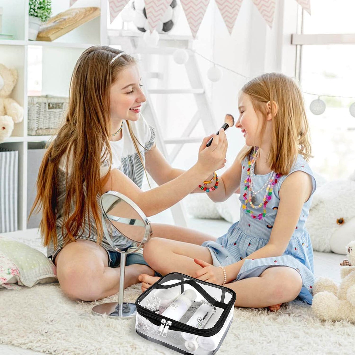 Trousse de Toilette Transparente, 2 Pièces - PVC, Convient aux Cosmétiques et Shampooings - Pour Voyage et Avion