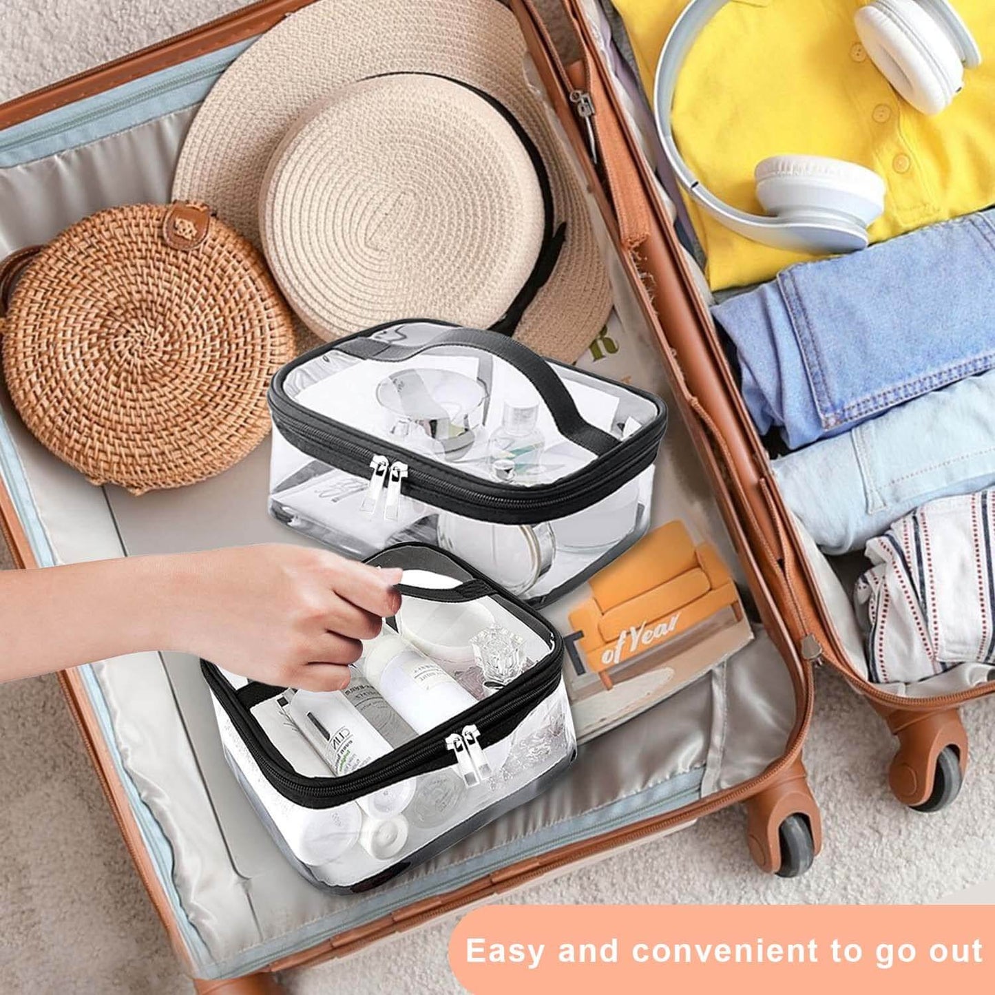 Trousse de Toilette Transparente, 2 Pièces - PVC, Convient aux Cosmétiques et Shampooings - Pour Voyage et Avion