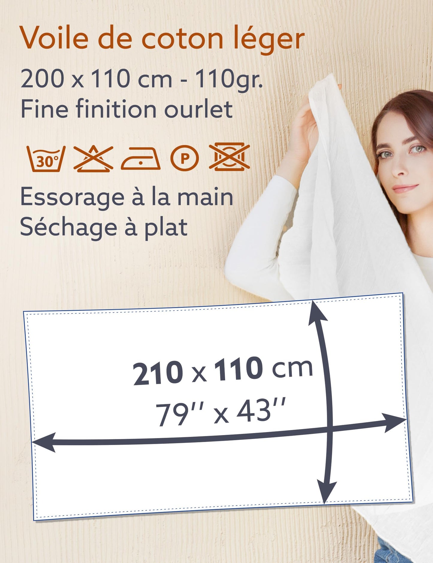 ALLEE DU FOULARD - Cheche, Écharpe, Chale Premium - Blanc - 100% Coton - Taille 200 X 110 CM - Chèche Femme et Homme - Plus De 50 coloris Unis
