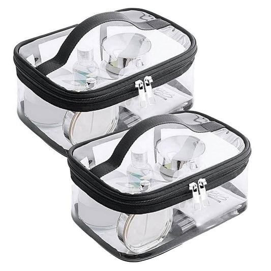 Trousse de Toilette Transparente, 2 Pièces - PVC, Convient aux Cosmétiques et Shampooings - Pour Voyage et Avion