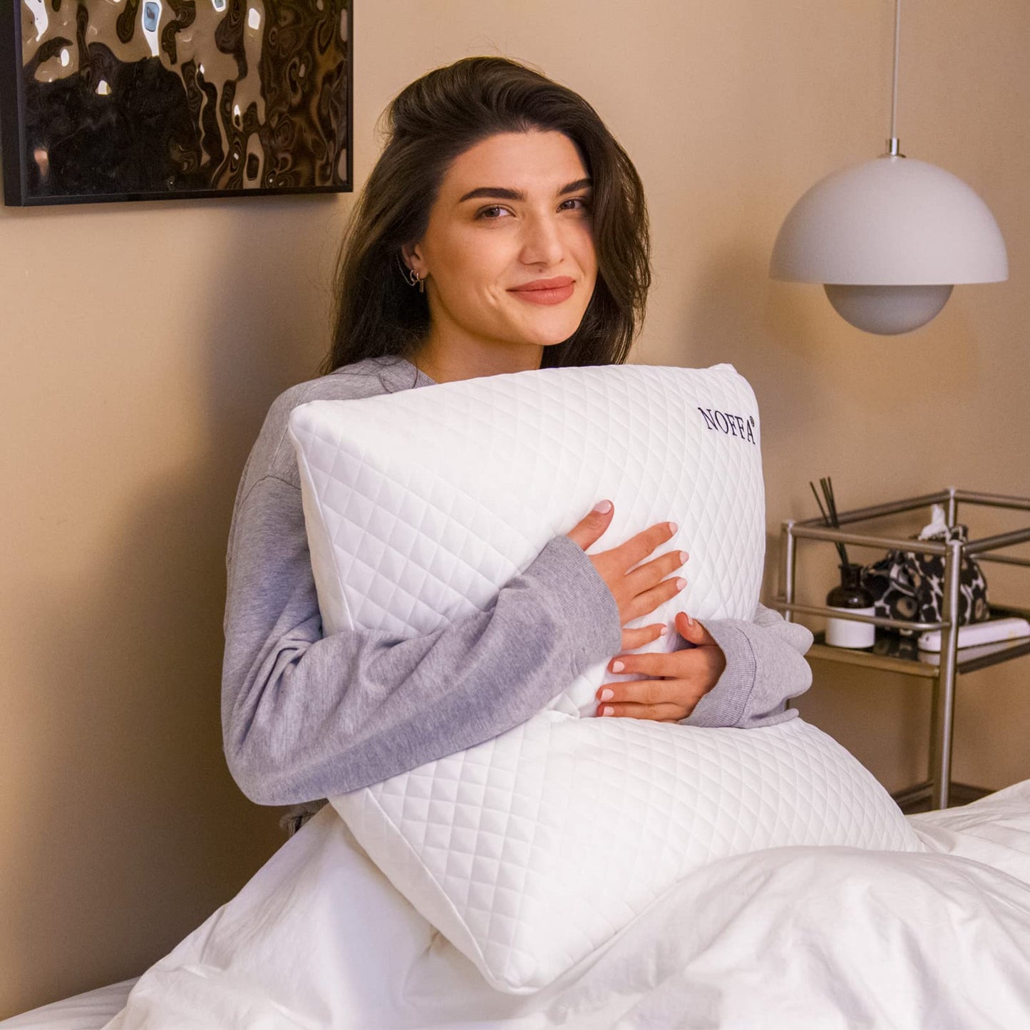 NOFFA Oreiller à Mémoire de Forme 56 x 56 x 12 cm, Grand Coussin Canape, Housse Qui s'enlève et Se Lave (56 x 56 cm)