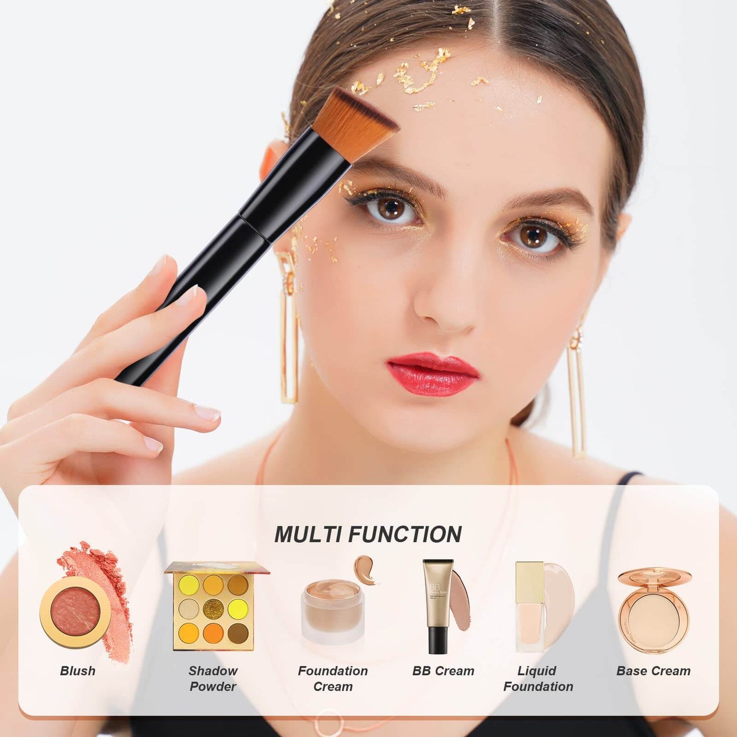 DUcare Lot de 2 pinceau fond de teint pinceaux à fond de teint et anti-cernes pinceau Kabuki synthétiques professionnels pinceaux maquillages pour le mélange liquide,crème ou poudre