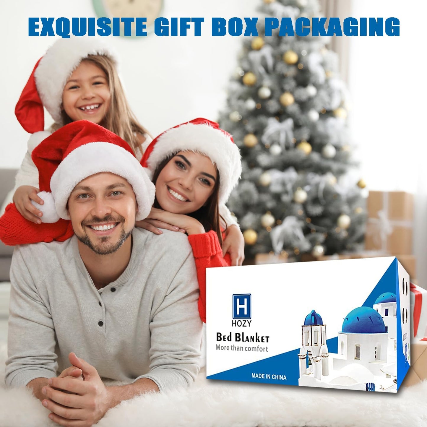 HOZY Plaid Couverture Polaire 220x240cm Bleu Fonce Doux et Chaude - 350GSM Couverture de Lit 2 Personnes et Plaid Canapé Flanelle - Réversible Double Face