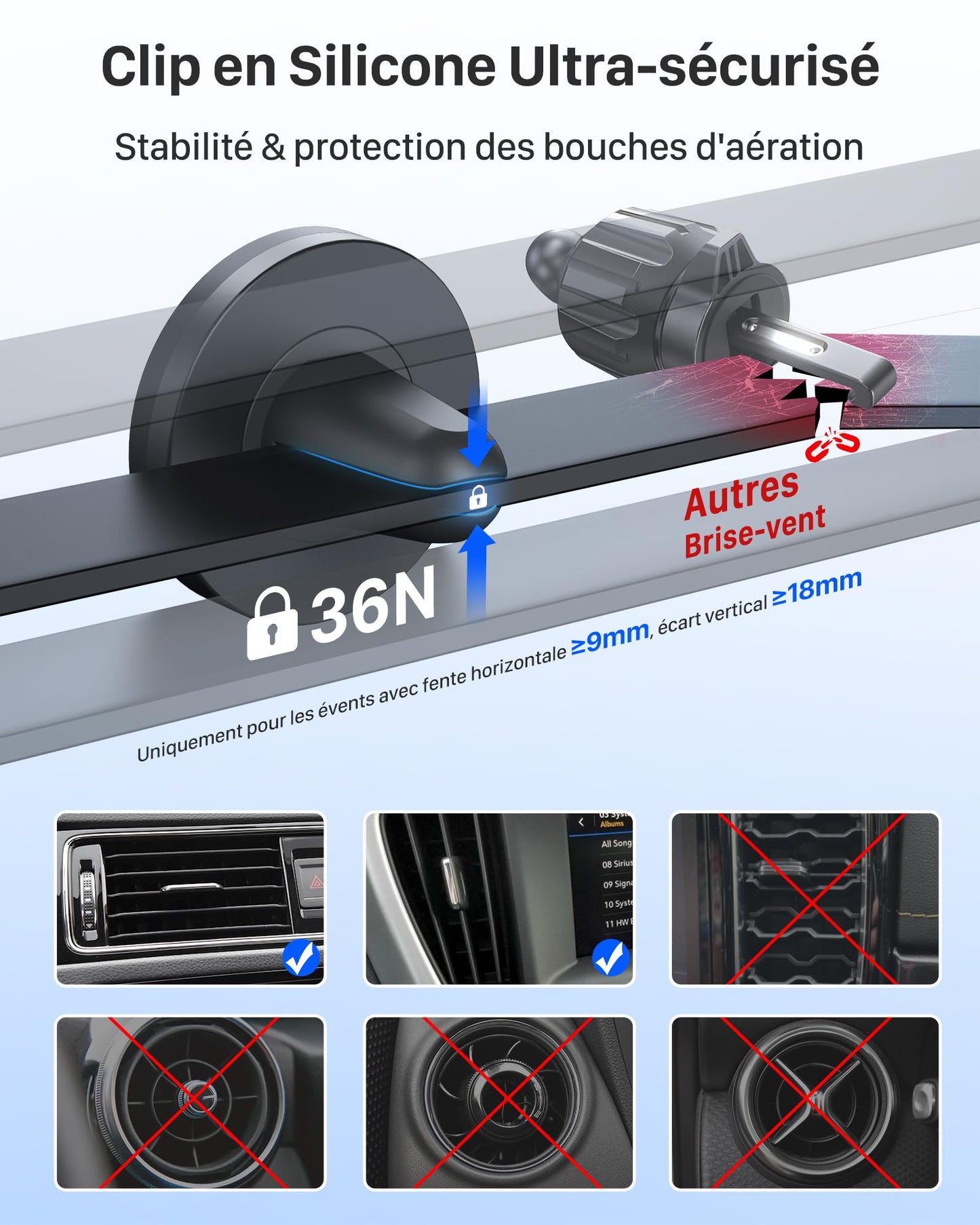 YOSH Support Telephone Voiture Magnetique, [Magnétisme Puissant] Porte Téléphone Voiture Aimanté pour iPhone 16 15 14 Pro Max Plus, Samsung Huawei Xiaomi & Android Smartphone [avec Plaque de métal]