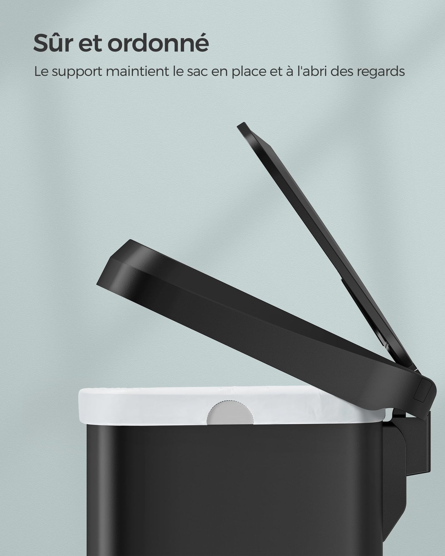 SONGMICS Poubelle de Cuisine, 50L, Poubelle à Pédale en Métal avec Couvercle, Grande et Haute, Noir LTB530B5002