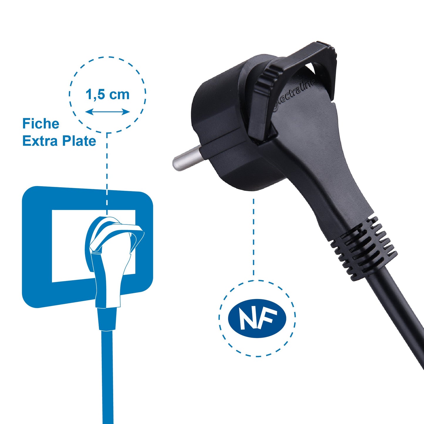 Electraline 32055 Bloc Multiprise 8 Prises avec interrupteur - câble 1,5 m