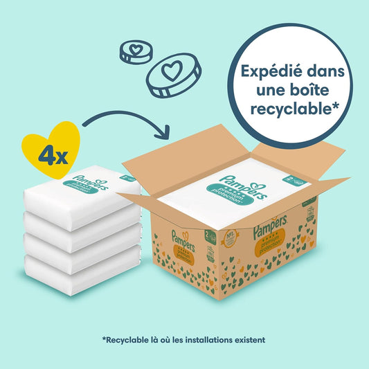 Pampers Premium Protection, Taille 2, 240 Couches, 4-8kg, Double Protection pour la peau et contre les fuites Avec Poche Stop & Protect pour aider à capturer les Fuites, Pack 1 Mois