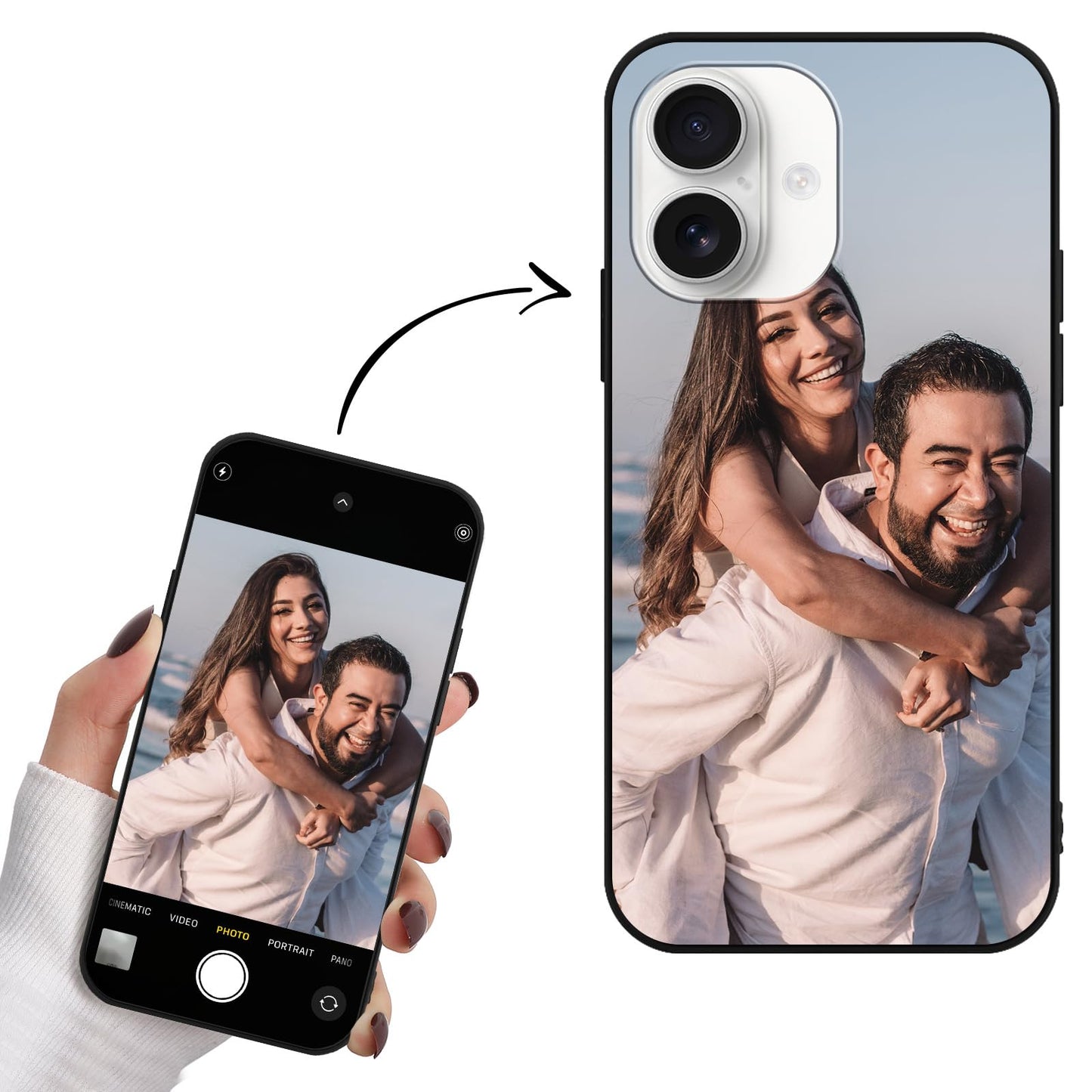 Yoedge Coque Personnalisée pour iPhone 17 Case 6,3" Personnalisable Housse avec Votre Propre Photo Image Texte Nom Étuis Souple TPU Personnaliser Custom Nero Cover pour iPhone 17