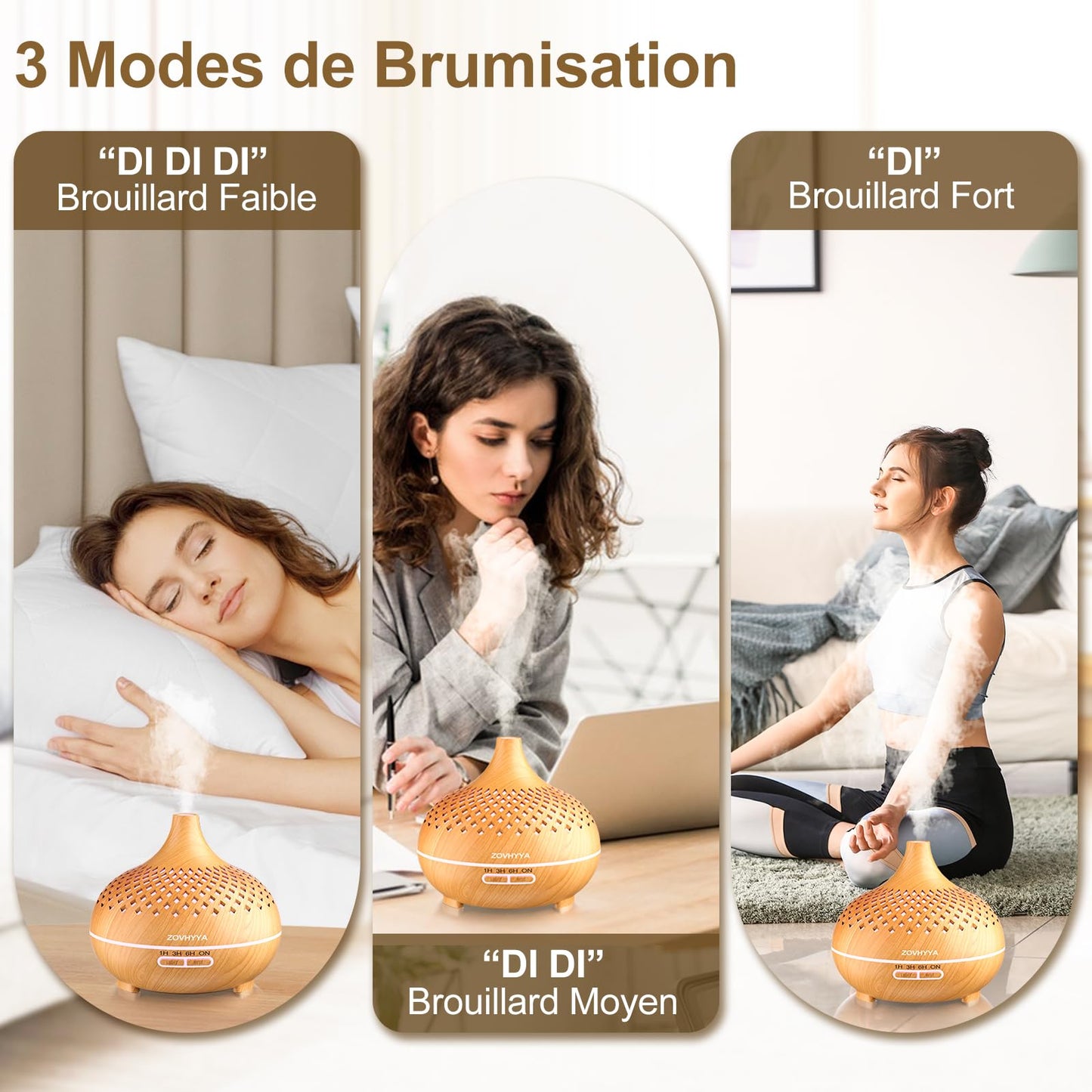 ZOVHYYA Diffuseur Huiles Essentielles 500ML Diffuseur Arômes Humidificateurs Diffuseur 14 LED avec Télécommande 3 Minuterie et Arrêt Automatique pour Salon Chambre Yoga comme Cadeau Anniversaire