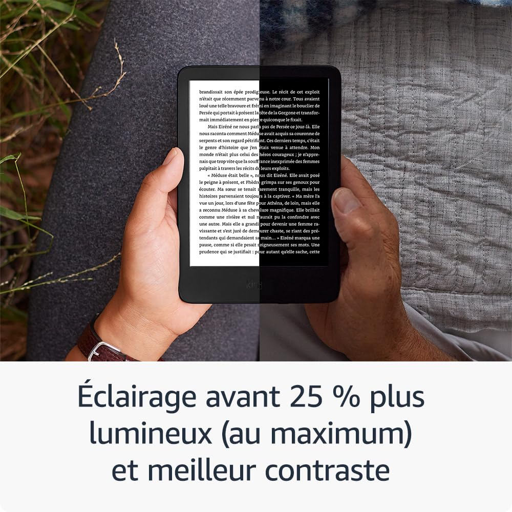 Amazon Kindle (16 Go) | Le plus léger et compact, avec écran antireflets, changements de page plus rapides, éclairage avant réglable et longue autonomie | Sans publicités | Noir