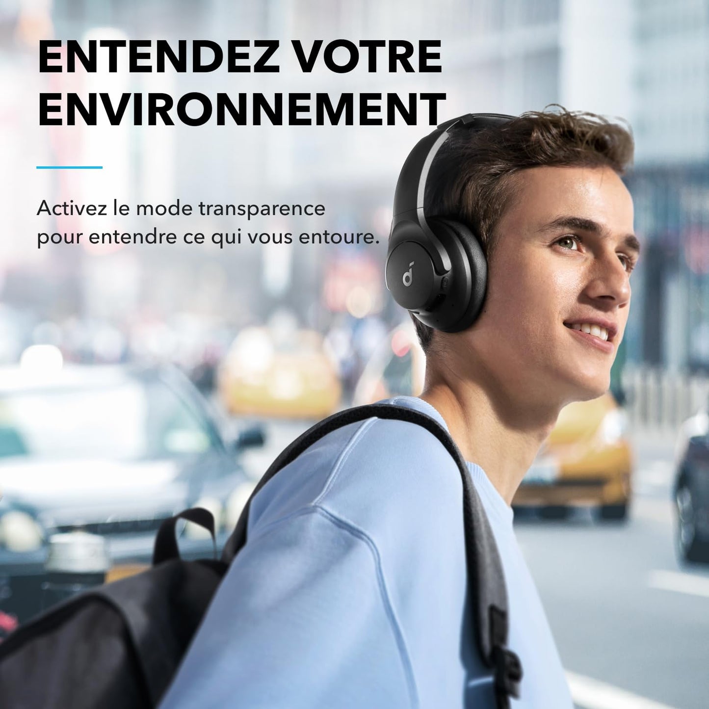 Soundcore Q20i Casque Bluetooth sans fil reducteur de bruit hybride active by Anker, Casque Over Ear, jusqu'à 40 Heures d'autonomie en mode ANC, Hi-Res Audio, Basses Profondes,Personnalisation via App