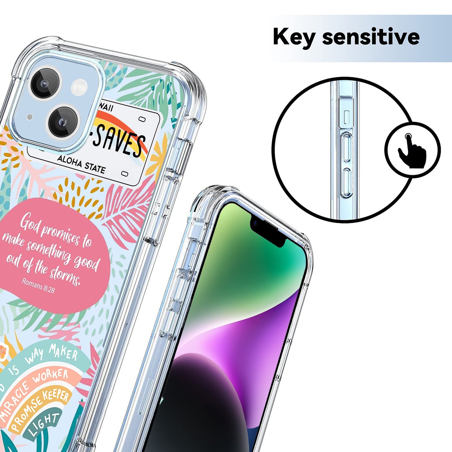 Vesidurt Jesus God Coque transparente pour iPhone 14 avec citations de positivité chrétienne, coque de protection tendance en TPU souple compatible avec iPhone 14