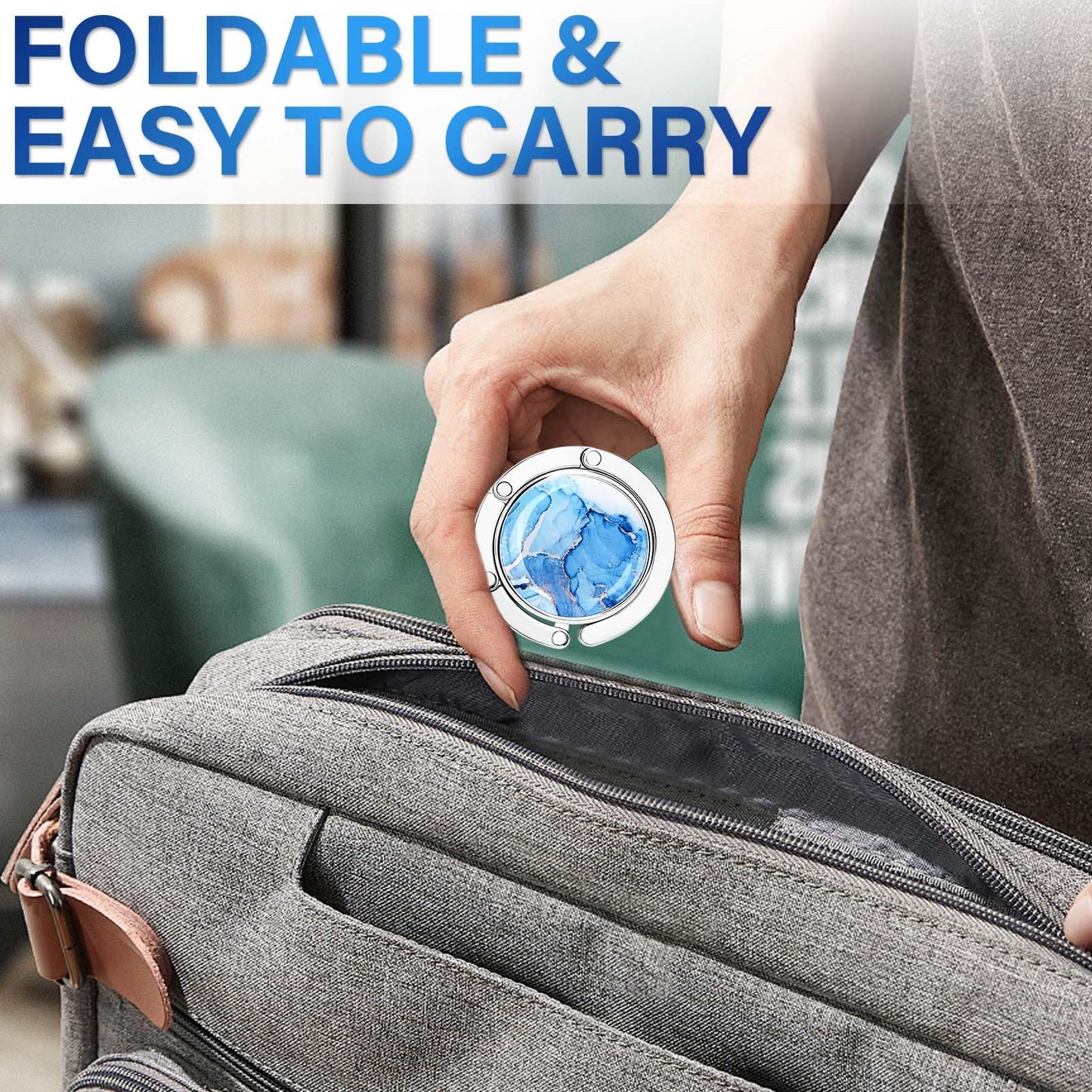 Zikenis Lot de 4 supports de sac à main de table - Antidérapants - Pliable - Pour sacs à main dans le bureau, le restaurant, le marbrure