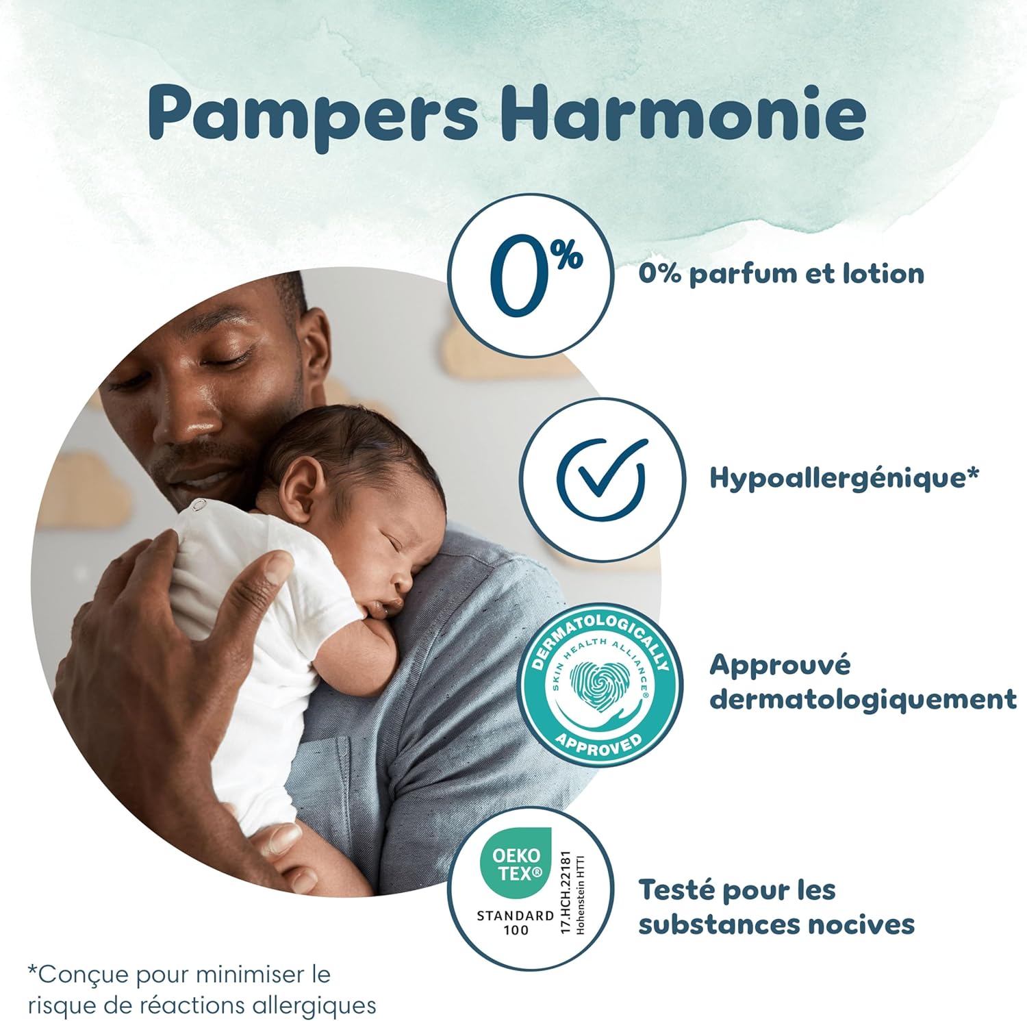Pampers Harmonie, Taille 1, 180 Couches, 2-5kg, Protection Douce Pour La Peau Avec 100% D’Absorption Pampers, Pack 1 Mois