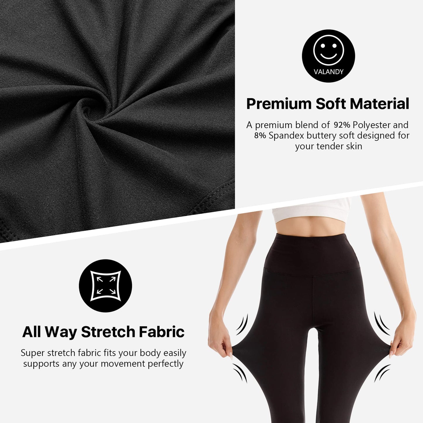 SINOPHANT Legging Femmes Pantalon de Sport, Jegging Taille Haute Femme Yoga Opaque Doux Grande Taille(#1 pièces noir,L-XL)