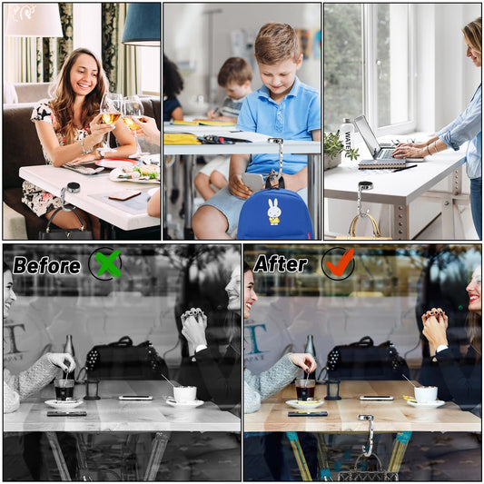 Auauraintt Lot de 2 crochets de table et de sac, pliable, antidérapant, jusqu'à 3 kg, pour sacs au bureau, restaurant, cintre à vêtements (noir flash)