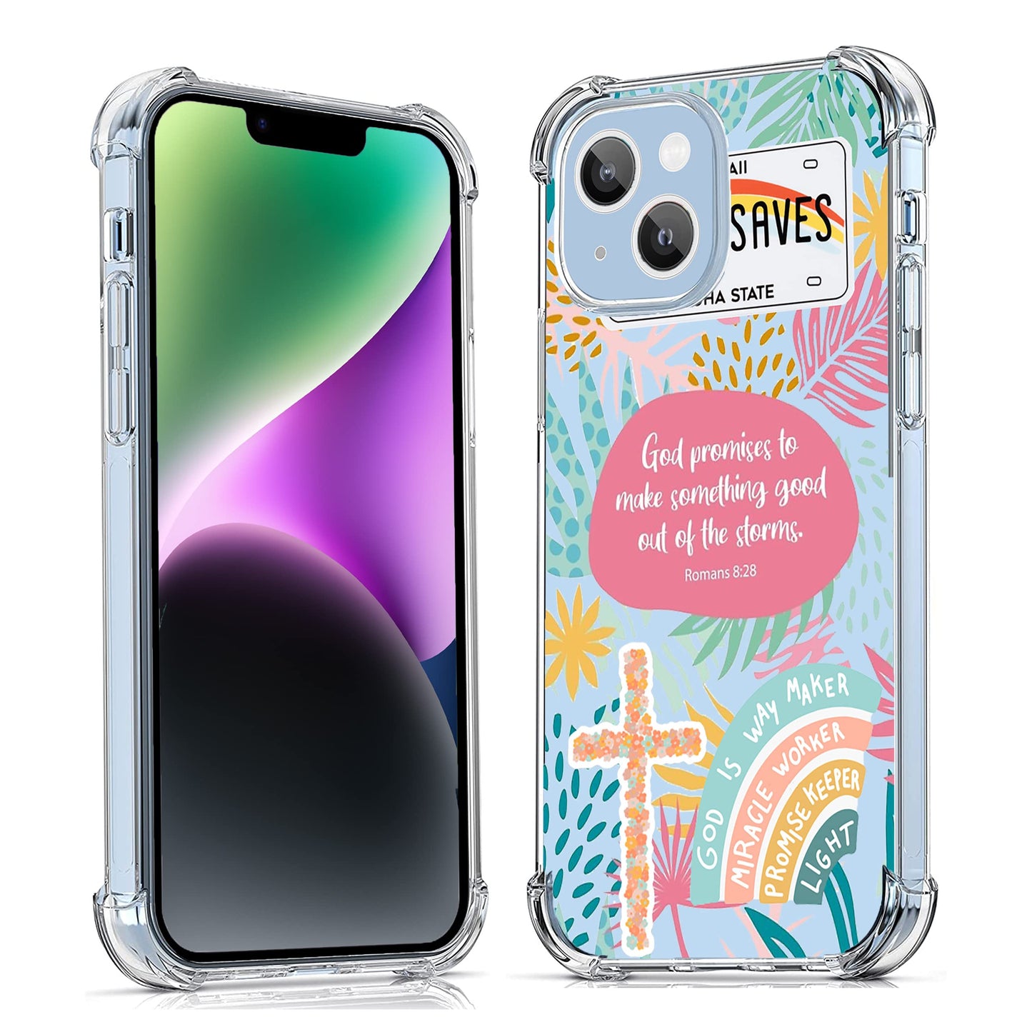 Vesidurt Jesus God Coque transparente pour iPhone 14 avec citations de positivité chrétienne, coque de protection tendance en TPU souple compatible avec iPhone 14