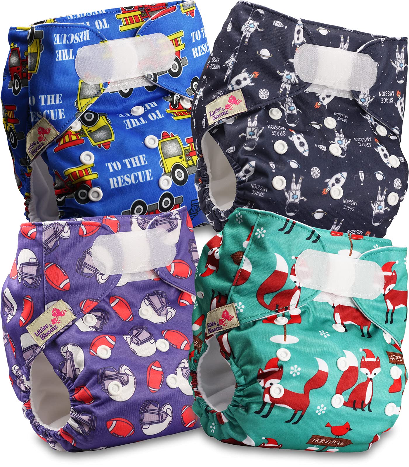 Littles & Bloomz Lot de 6 Couches Réutilisables Lavable pour Bébé avec Fermeture Crochet et Boucle, FLV2-0608