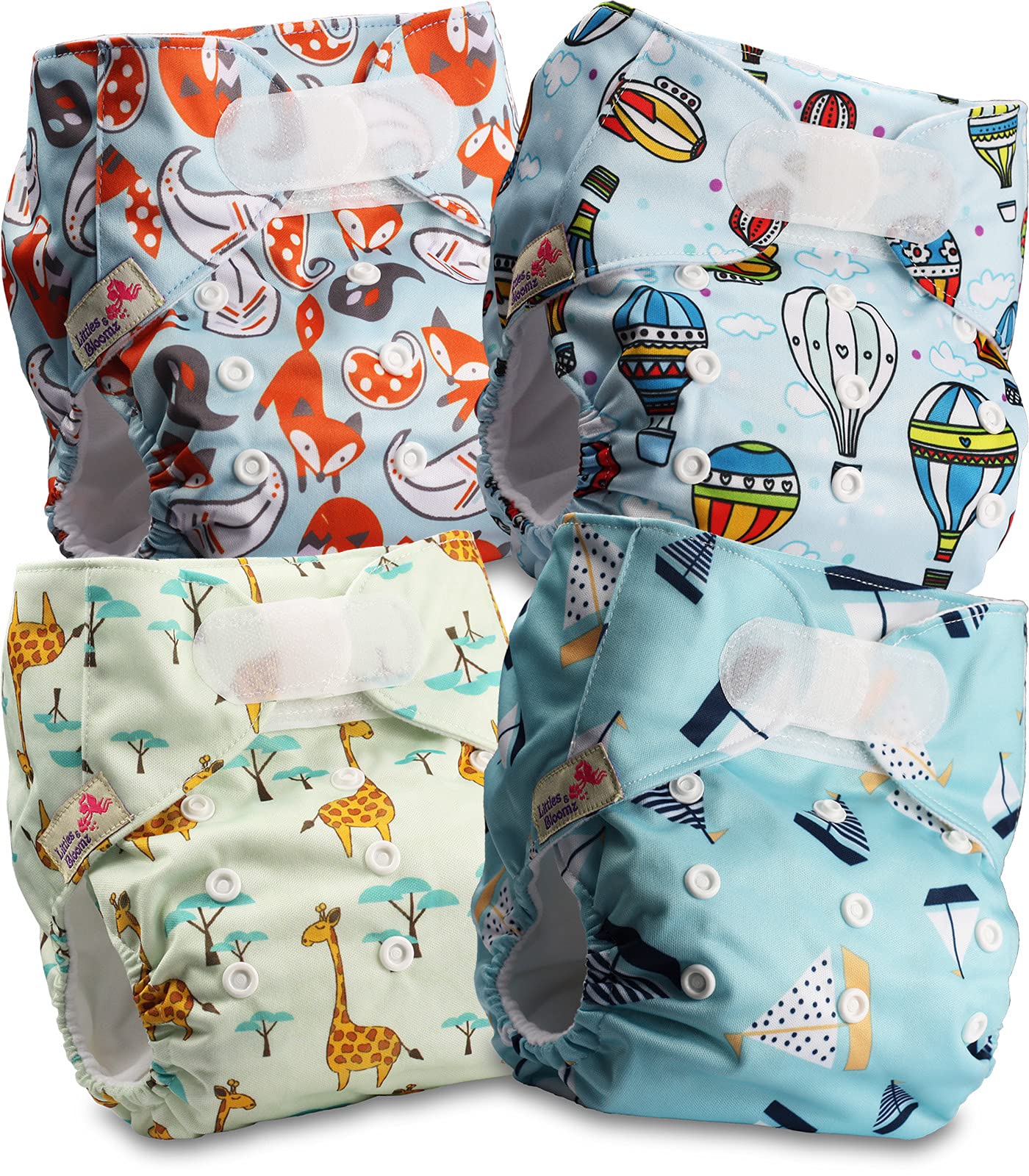 Littles & Bloomz Lot de 6 Couches Réutilisables Lavable pour Bébé avec Fermeture Crochet et Boucle, FLV2-0608