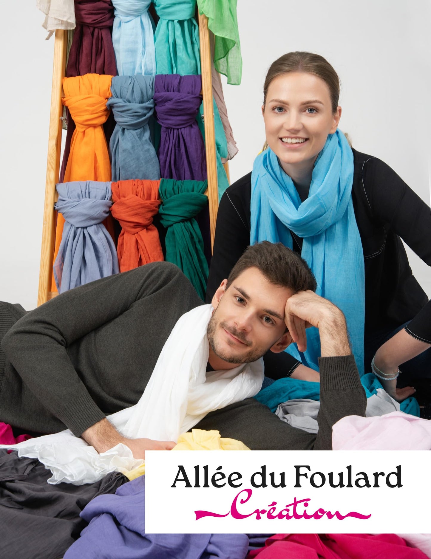 ALLEE DU FOULARD - Cheche, Écharpe, Chale Premium - Blanc - 100% Coton - Taille 200 X 110 CM - Chèche Femme et Homme - Plus De 50 coloris Unis