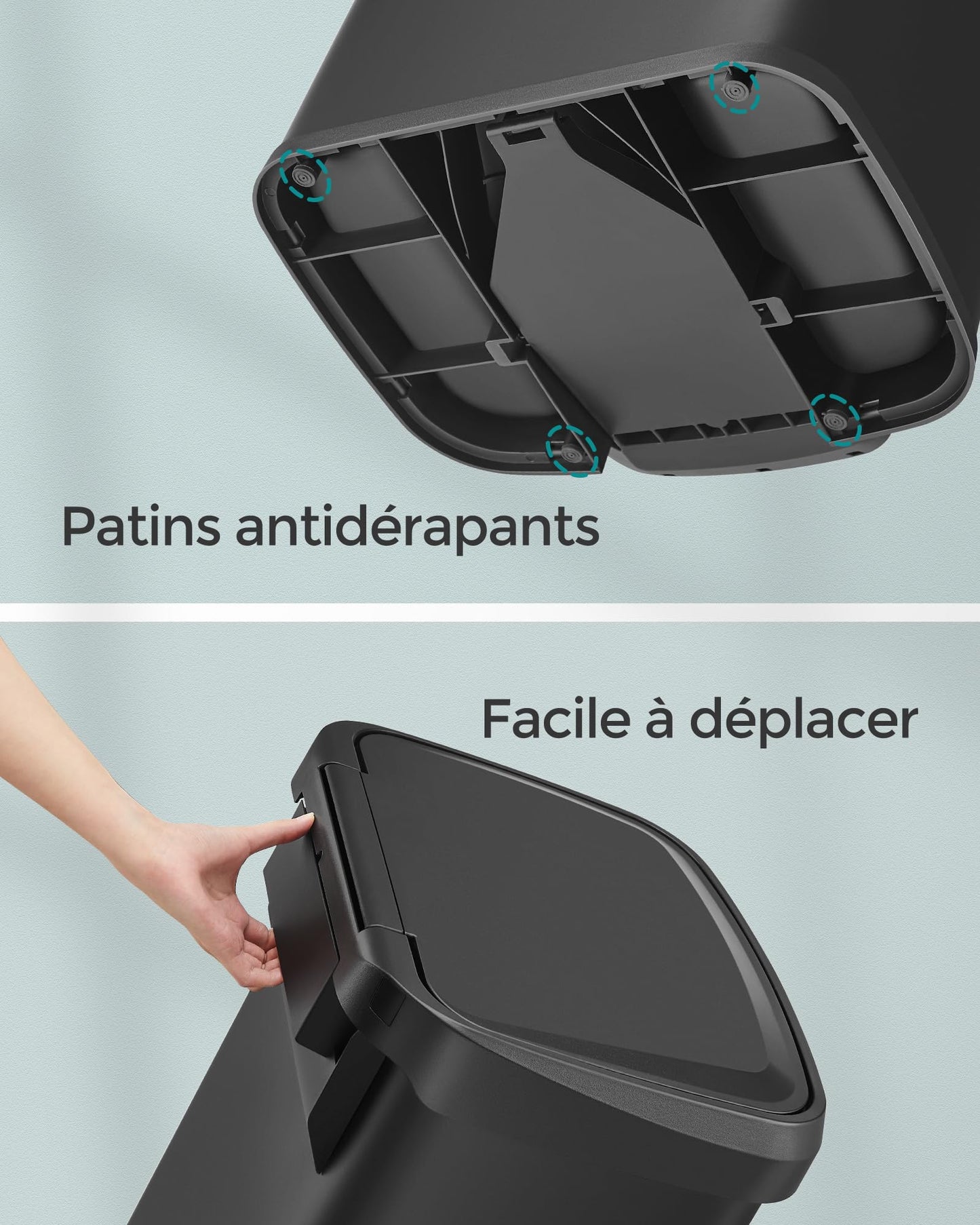 SONGMICS Poubelle de Cuisine, 50L, Poubelle à Pédale en Métal avec Couvercle, Grande et Haute, Noir LTB530B5002