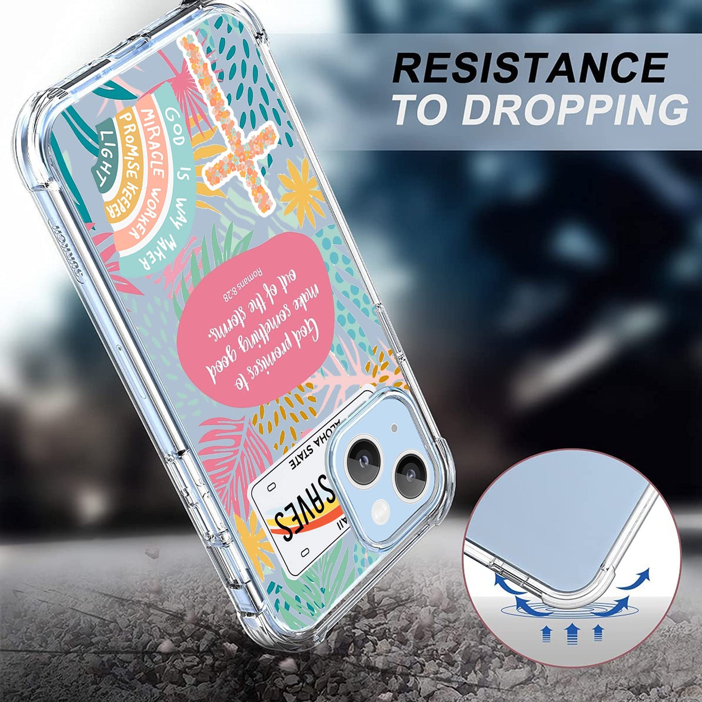 Vesidurt Jesus God Coque transparente pour iPhone 14 avec citations de positivité chrétienne, coque de protection tendance en TPU souple compatible avec iPhone 14