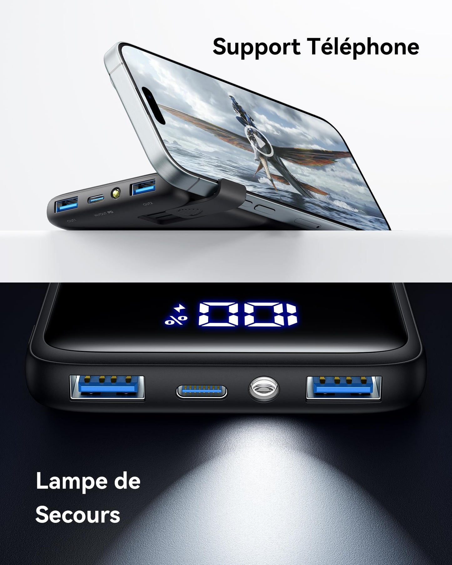 INIU Batterie Externe, 22.5W 10000mAh Power Bank, Batterie Portable USB C Input & Output PD3.0 QC4.0 Charge Rapide Powerbank Compatible avec iPhone 16 15 14 13 12 Pro Max Plus Samsung iPad Pro etc