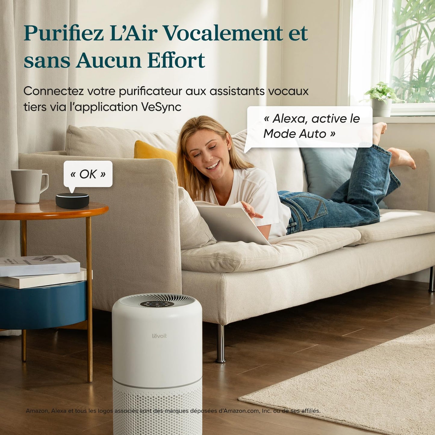 LEVOIT Purificateur d'Air HEPA Intelligent contre Allergie Pollen & Graminée, Purifier jusqu'à 50㎡, Surveille La Qualité de l'Air, Contrôle par App Alexa, 22dB Silencieux, Core 300S