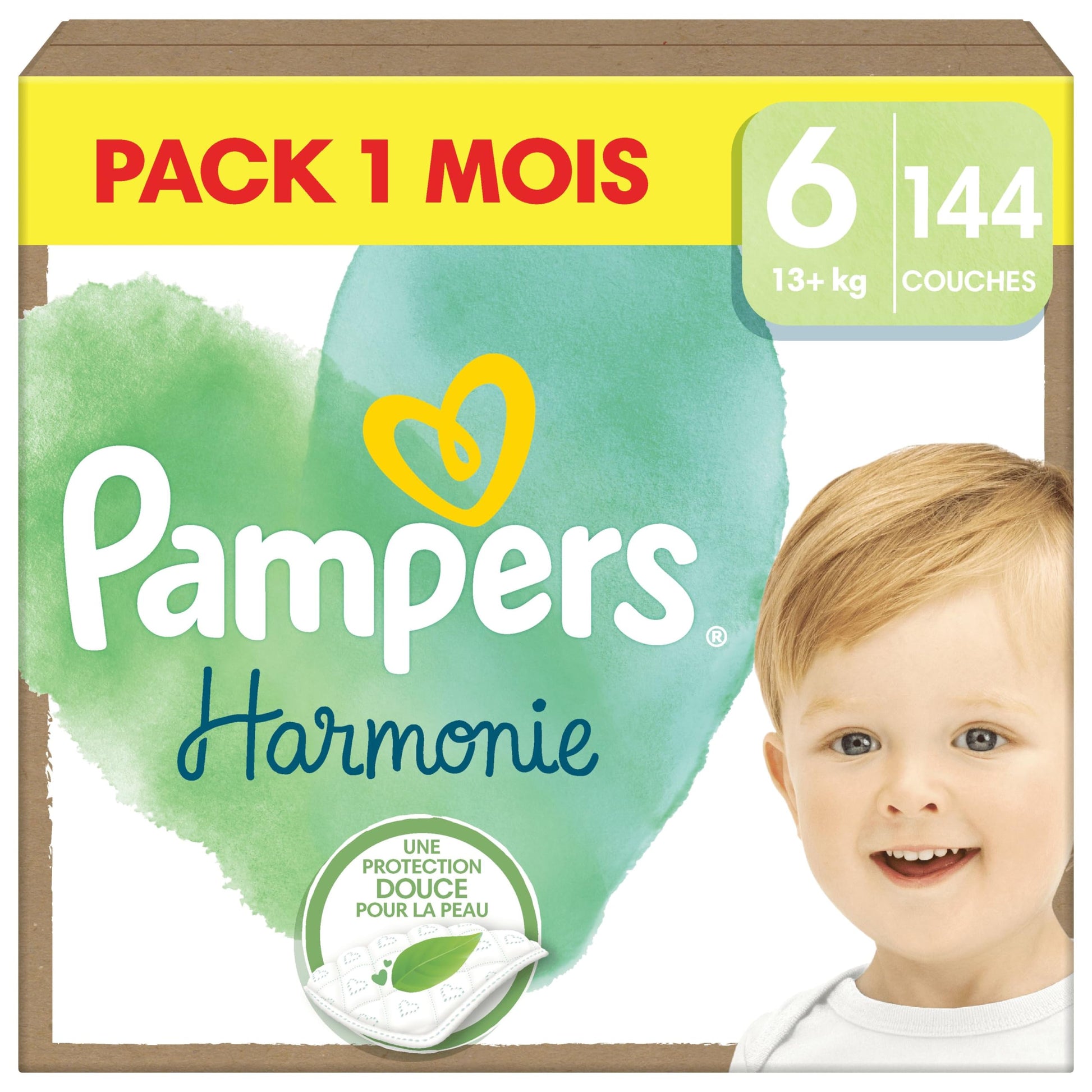 Pampers Harmonie, Taille 1, 180 Couches, 2-5kg, Protection Douce Pour La Peau Avec 100% D’Absorption Pampers, Pack 1 Mois