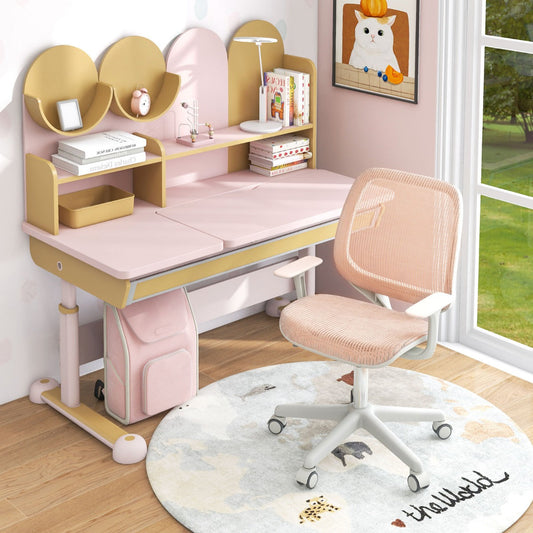 NNECW Kids Swivel Mesh Children Computer Chair with Adjustable Height-Pink-0