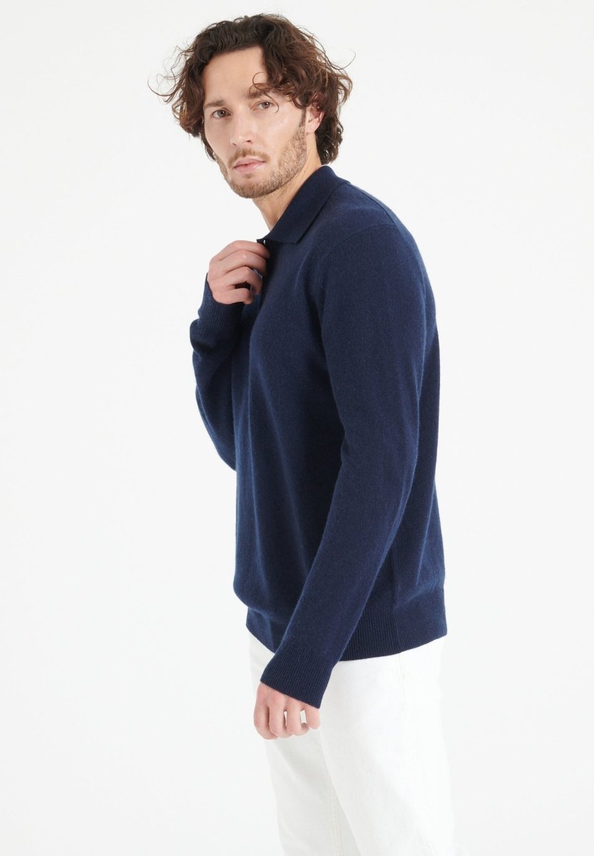 Polo cachemire bleu marine homme - LUKE 5-3