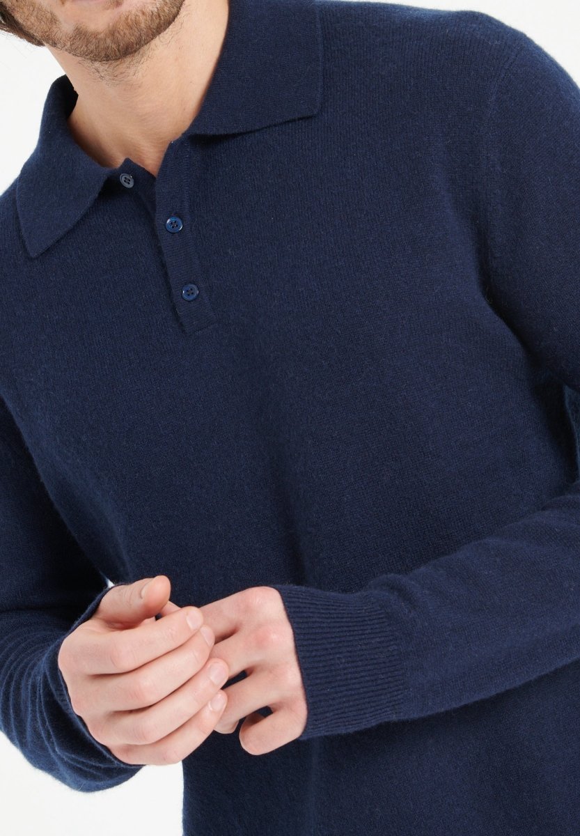 Polo cachemire bleu marine homme - LUKE 5-2
