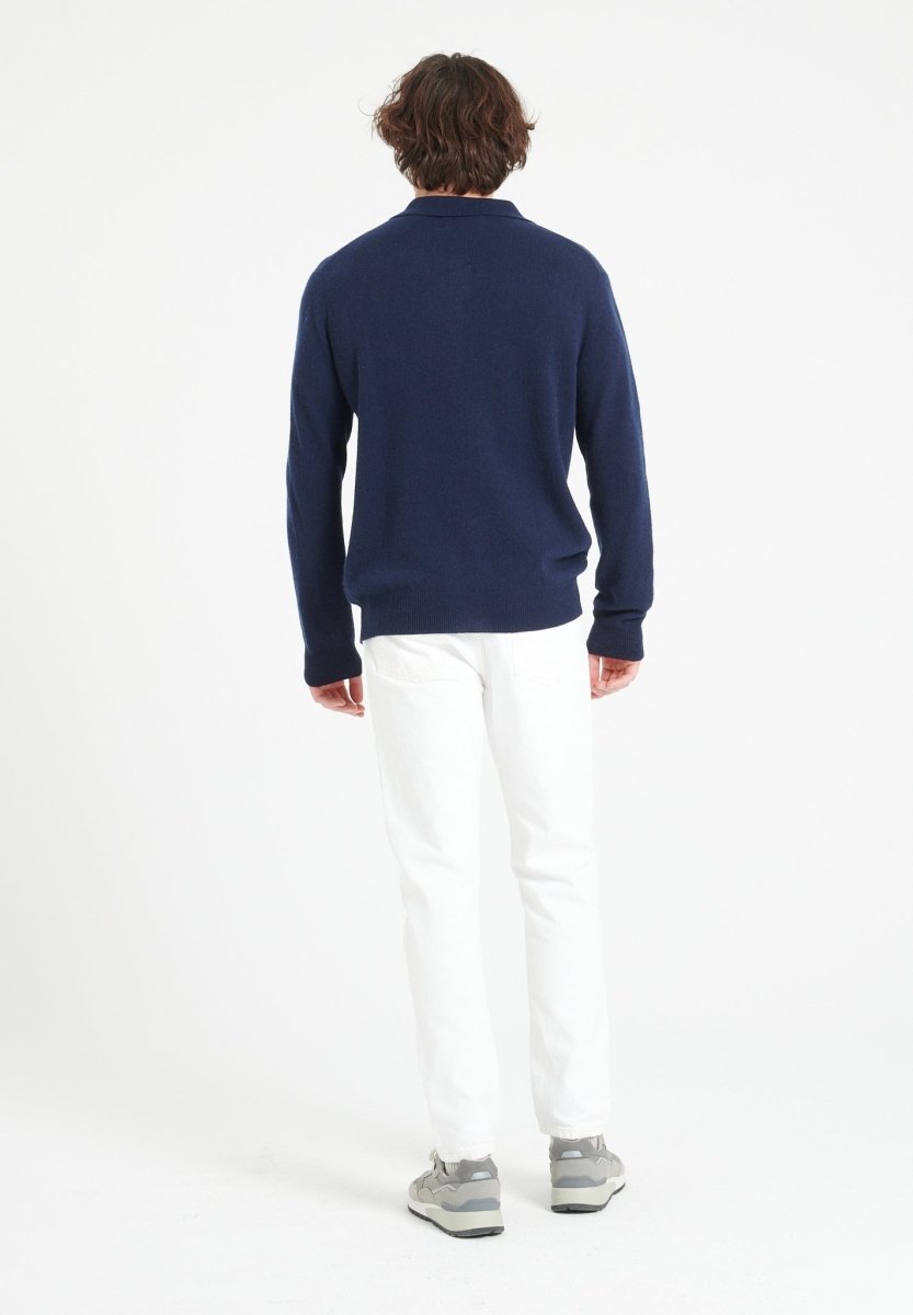 Polo cachemire bleu marine homme - LUKE 5-4