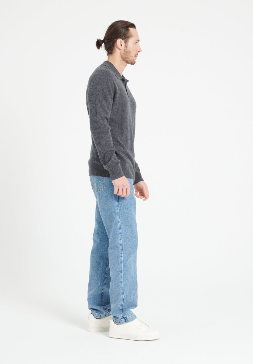 Polo cachemire gris anthracite homme - LUKE 5-3