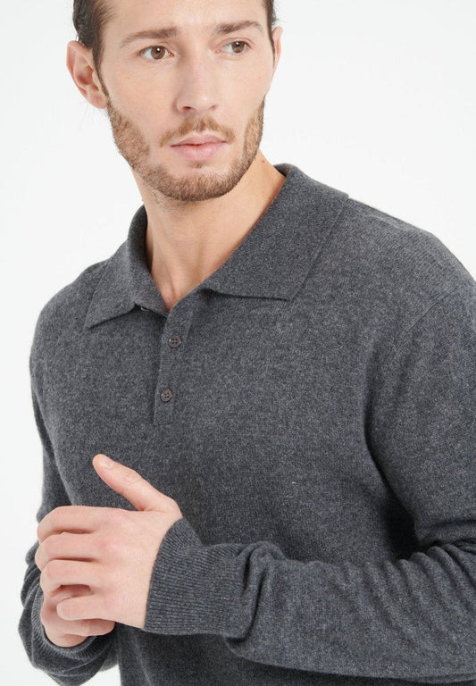Polo cachemire gris anthracite homme - LUKE 5-0