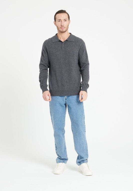 Polo cachemire gris anthracite homme - LUKE 5-1