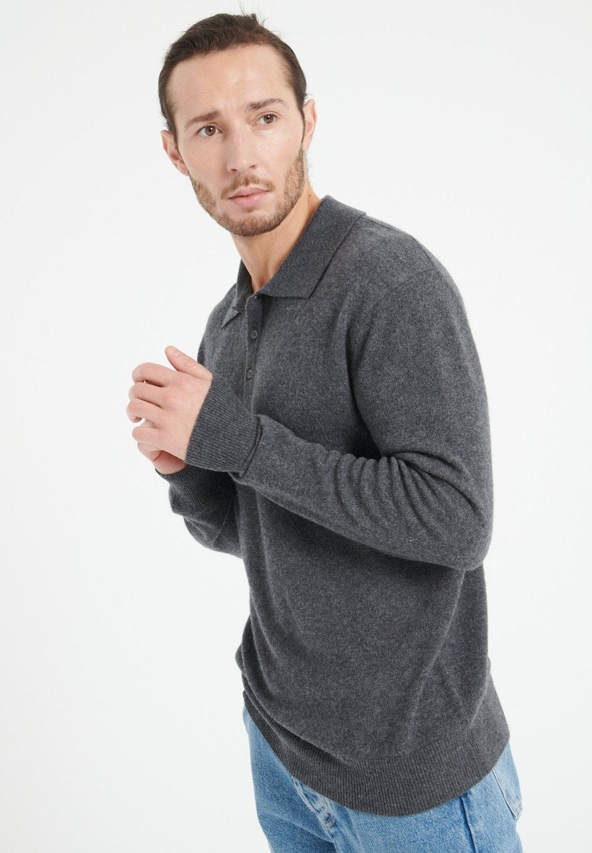 Polo cachemire gris anthracite homme - LUKE 5-2